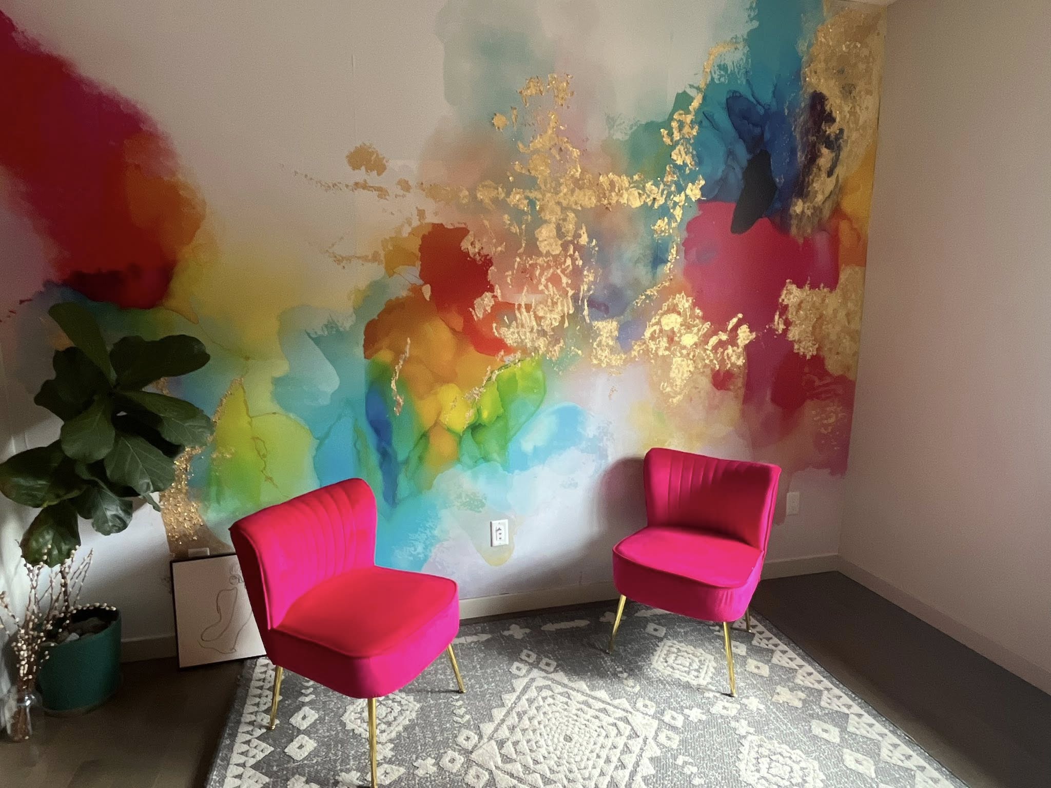 Press Esc wallpaper installed in a podcast space