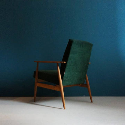 Vintage Armchair from Mid Century, Green Velvet Upholstery,