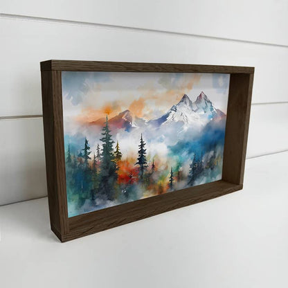 Midcentury Modern Mountainscape - Wood Framed Nature Decor