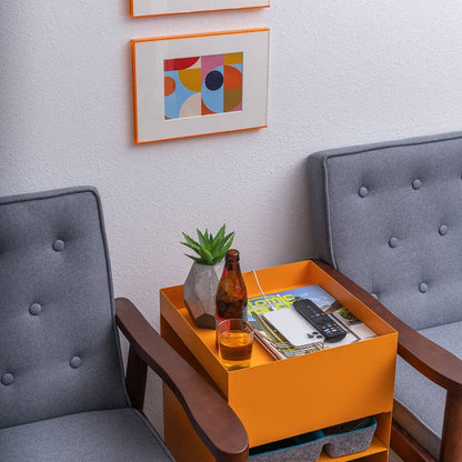 Quad Rolling Side Table/Cart-Orange