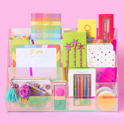 3-Tier Acrylic Shelf Display - Medium - Iridescent