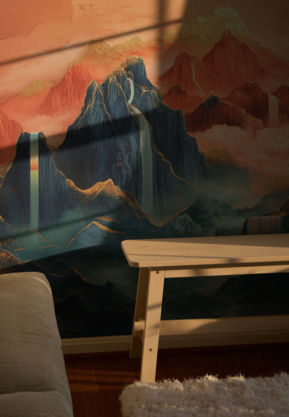 Twilight Japanese Waterfall Elegance