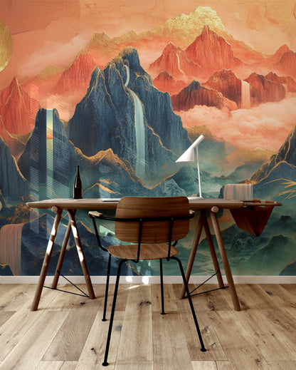 Twilight Japanese Waterfall Elegance