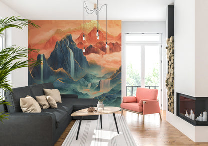 Twilight Japanese Waterfall Elegance