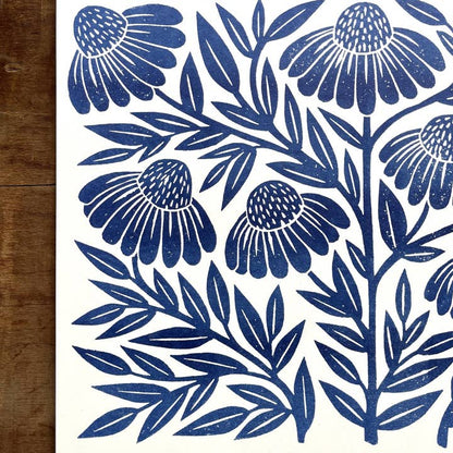 Garden Series: Navy Echinacea Risograph Art Print