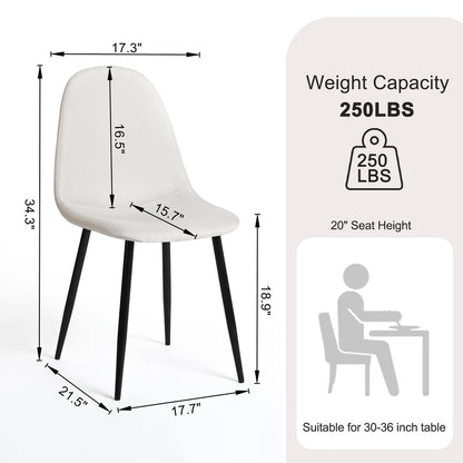Fabric Dining Chairs-Beige/Grey