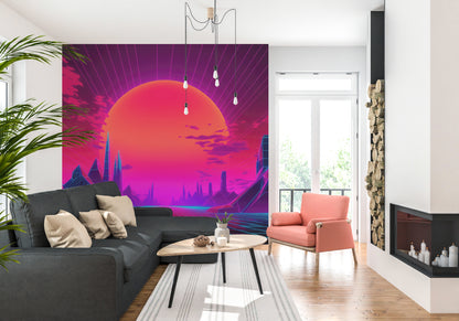 Retro-Futuristic Sunset Glow