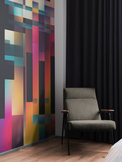 Geometric Color Symphony bold multicolor abstract removable wallpaper mural
