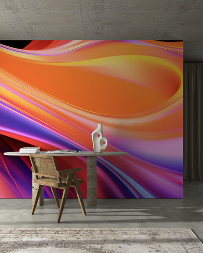 Sunset Silk Motion orange purple pink gradient removable wallpaper mural