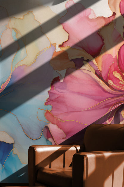 Blue and Red Floral Symphony