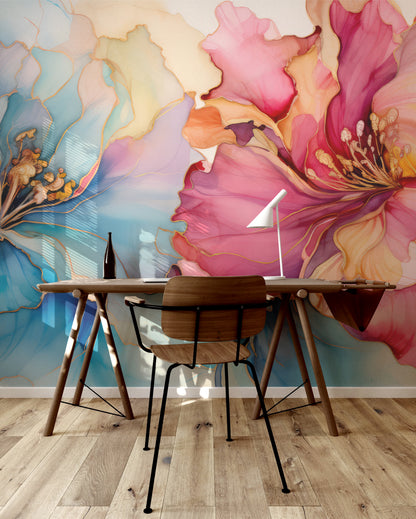 Blue and Red Floral Symphony