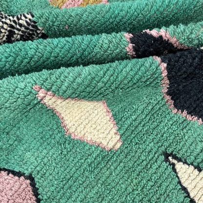 Green Beni Ourain Rug, Wool Rug , Handmade Moroccan Rugs
