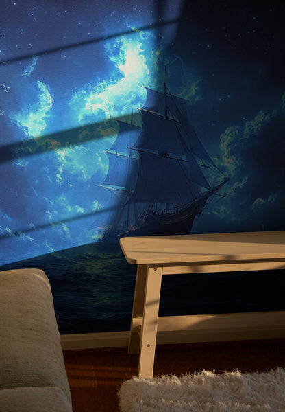 Voyage en mer au clair de lune
