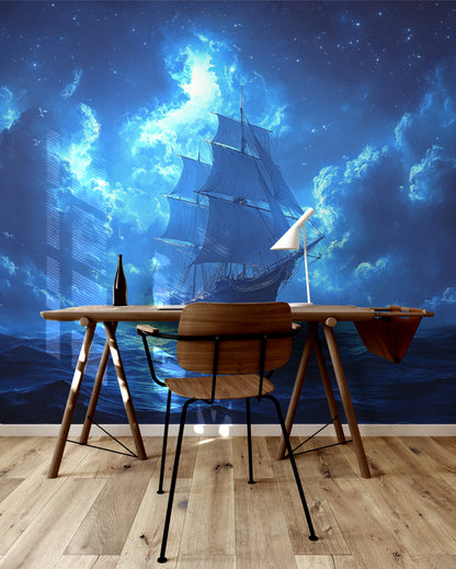 Voyage en mer au clair de lune