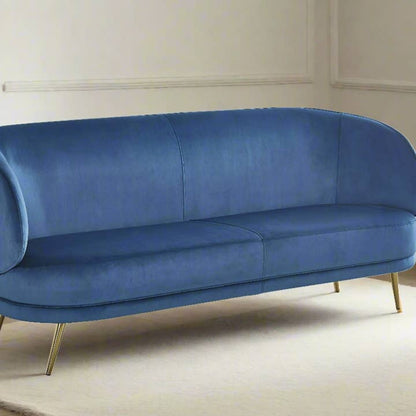 Carrie 72.5" Long Velvet Sofa in Gray Blue