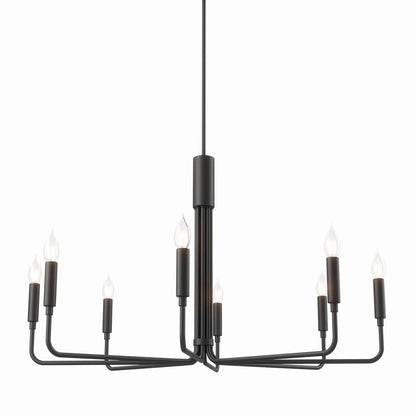 Midnight Revival matte black chandelier, 8-light dining room fixture