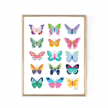 Colorful Butterflies Collage - Art Print