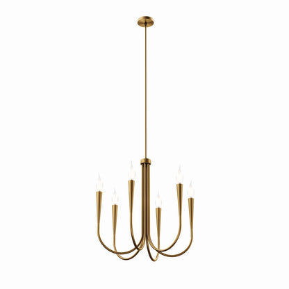 Satin Brass Arc 6-Light Chandelier warm gold modern ceiling fixture