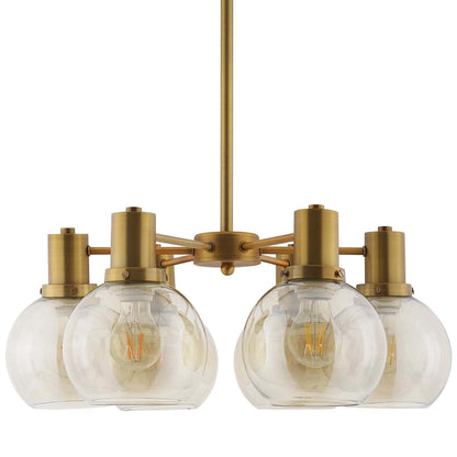 Echo Radiance Amber Glass & Brass Chandelier