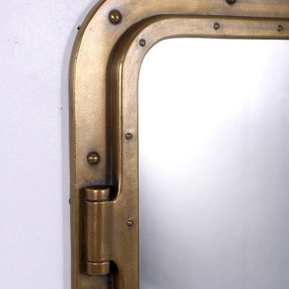 34"x24" Rectangular Porthole Mirror Antique Brass Finish