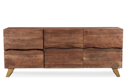 Light Acacia Live Edge Sideboard with Black Legs