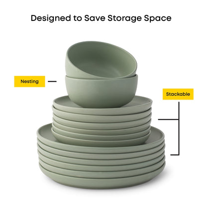 JoyJolt Mesa 18-Piece Stoneware Dinnerware Set