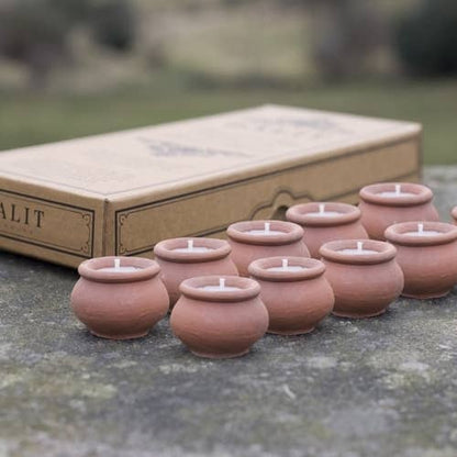 Handmade Terracotta Beeswax Tea Light Candles - Box of 10