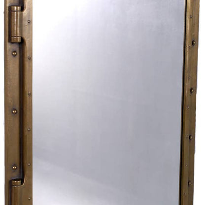 34"x24" Rectangular Porthole Mirror Antique Brass Finish
