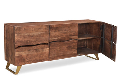 Light Acacia Live Edge Sideboard with Black Legs