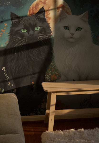 Les compagnons félins au clair de lune