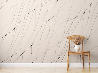 Squiggly Line Harmony minimalist black line art peel and stick wallpaper