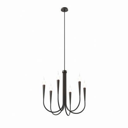 Obsidian Arc chandelier in matte black, 6-light modern dining room light