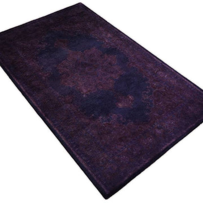 3x5, 5x8 and 8x11 Blue and Purple Plum Handmade Overdyed Rug