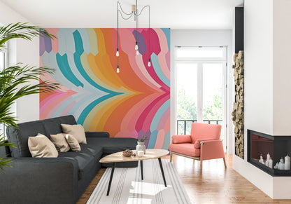 Radiant Spectrum Flow kaleidoscope blue pink orange removable wallpaper