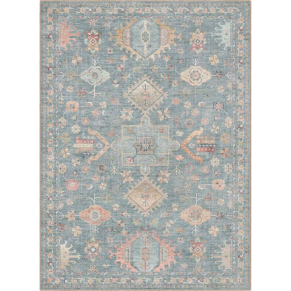 Delhi Vintage Medallion Diamond Pattern Rug – Easy Clean, Stylish Elegant Design
