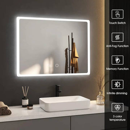 Led Vanity Bathroom Mirror Anti-Fog Wall-Mount (3 Sizes)