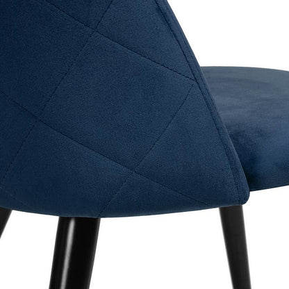 Modern Velvet Dining Chair - Navy Blue with Black Legs