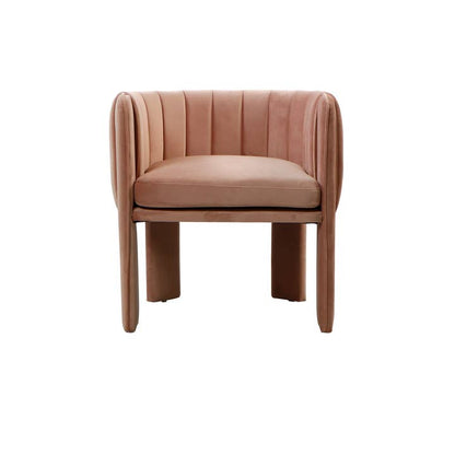 Olivia Channel Tufted Dining Armchair in Blush