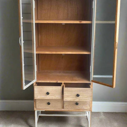 Alina 2 Doors Glass Tall Accent Cabinet