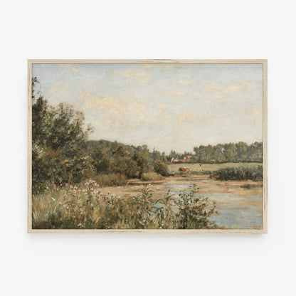 Vintage Classic Landscape View | Muted Stream Art Print L110