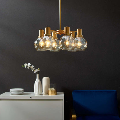 Echo Radiance Amber Glass & Brass Chandelier