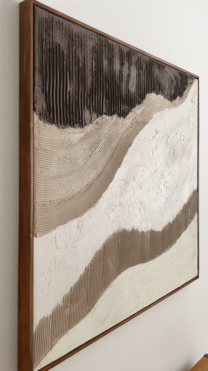 Very Large Abstract Framed Plaster Canvas