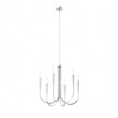 Polished Nickel Arc 6-Light Chandelier elegant modern ceiling fixture