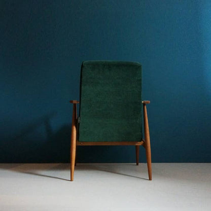 Vintage Armchair from Mid Century, Green Velvet Upholstery,