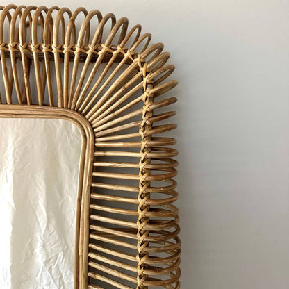 Handwoven Cane Mirror
