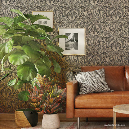 Isadora Damask Wall Stencil