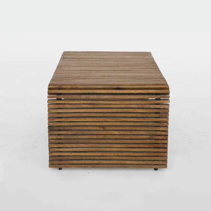 Sterling Modern Slatted Wood Rectangular Coffee Table