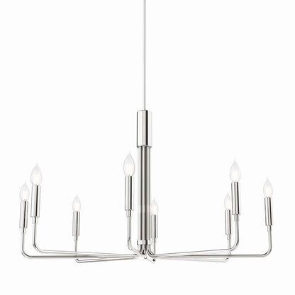 Polished Nickel Revival chandelier, 8-light entryway and dining room light