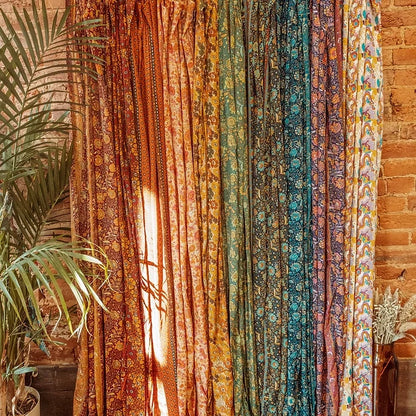 Boho Luxe Silk Curtain Panels