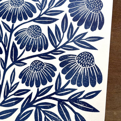 Garden Series: Navy Echinacea Risograph Art Print